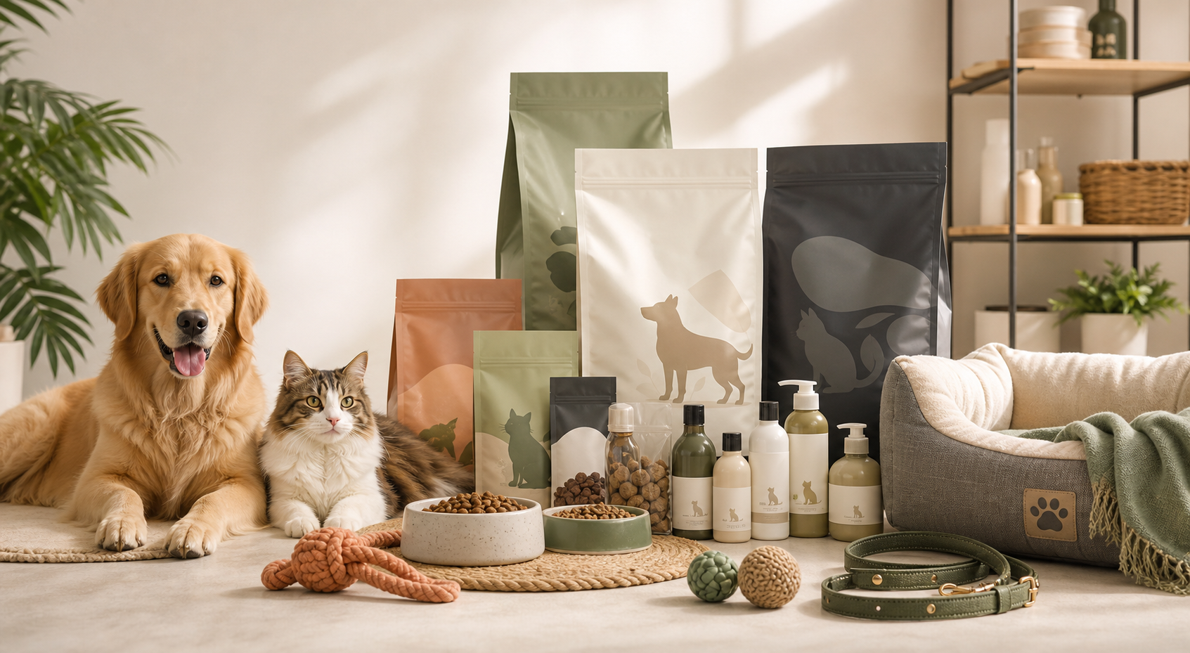 Multi-brand pet product assortment distributed by RK Enterprises